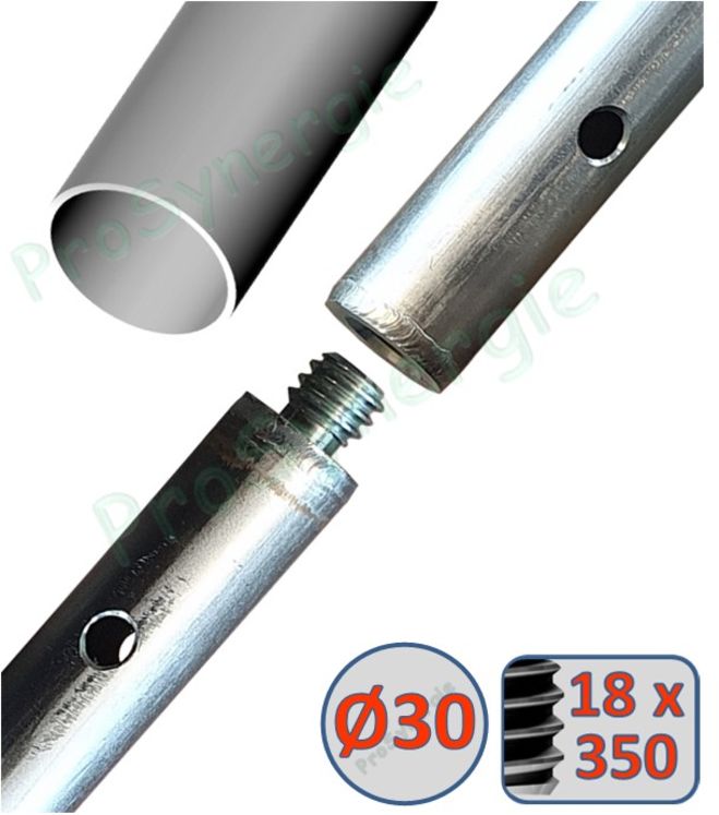 Canne de ramonage métallique - Ø 30 mm - Longueur 0.5 m (18 x 350)