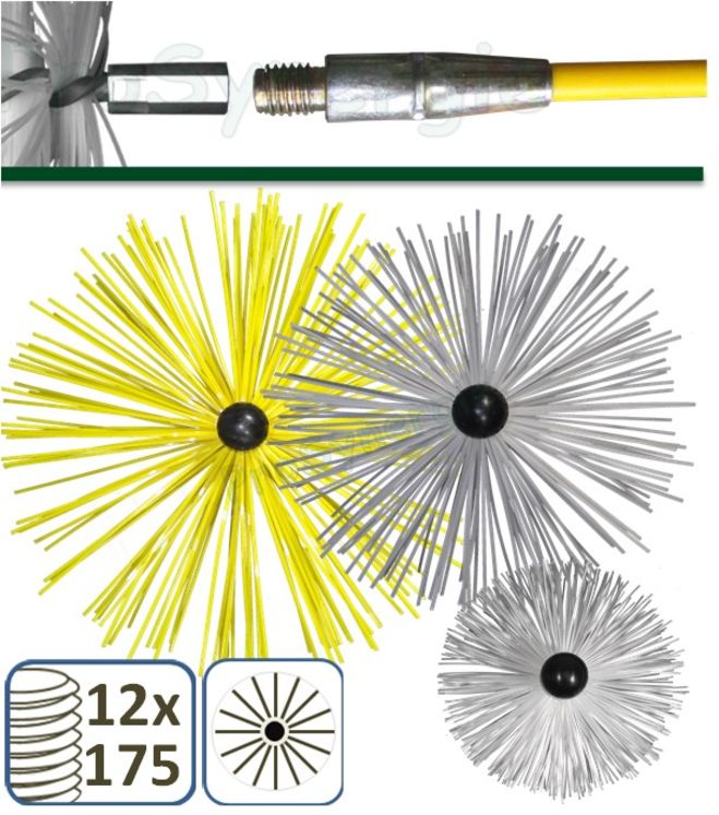 Hérisson à visser (12x175) Rond Polyamide - Ø 139 mm (Fil Ø 3 mm - Jaune pentalobé)