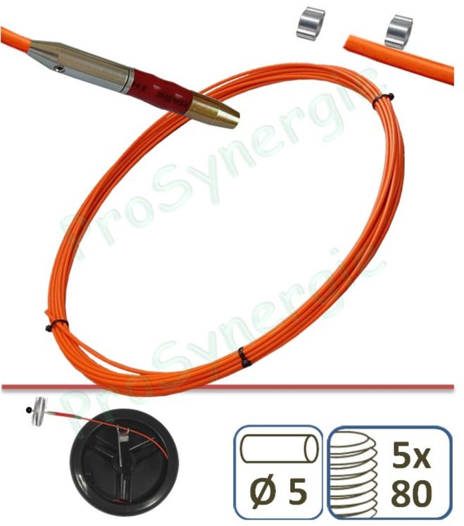 Fibre de rechange Ø 5 mm pour Flexonet 15/5 - Ref: 2091 - Avec embout de 5x80 et fixation sur enrouleur