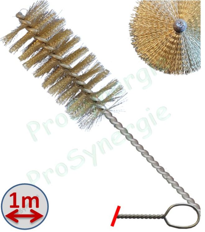 Brosse Ronde - Fil Acier laitonné 0,25 - Ø 60 mm - Lg garnissage 120 - Fil de tige 4 - Lg de tige 100 cm