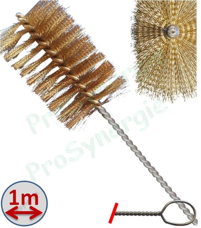 Goupillon Brosse Rectangulaire - Fil Acier laitonné 0,25 - 60x45 mm - Lg garnissage 120 - Fil de tige 4 - Lg de tige 100 cm