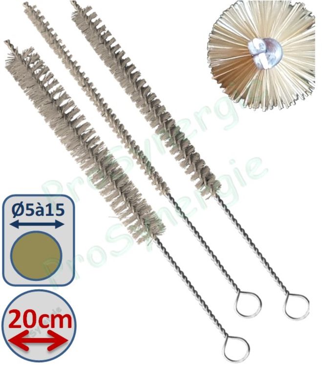 Goupillon Brosse Ronde - Fil Soie 0,1 - Ø 5 à 15 mm - Lg garnissage 100 - Fil de tige 1,3 - Lg de tige 20 cm