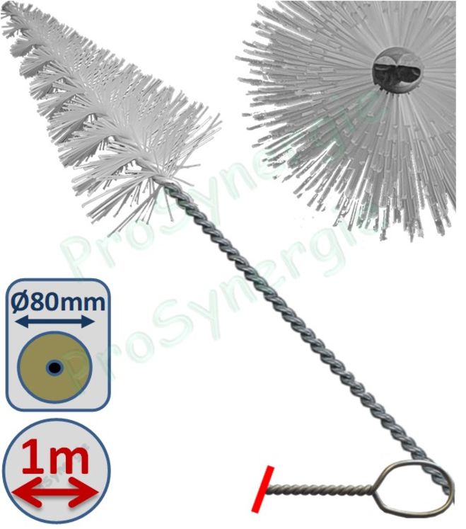 Goupillon Brosse Cônique (Franco Belge) - Fil Polyamide 0,5 - Ø 80 mm - Lg garnissage 130 - Fil de tige 4 - Lg de tige 100 cm