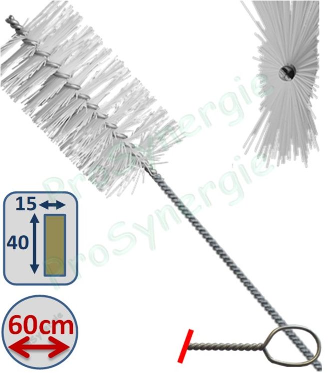 Goupillon Brosse Rectangulaire  (DeDietrich) - Fil Polyamide 0,3 - 50x15 mm - Lg garnissage 95 - Fil de tige 2 - Lg de tige 60 cm