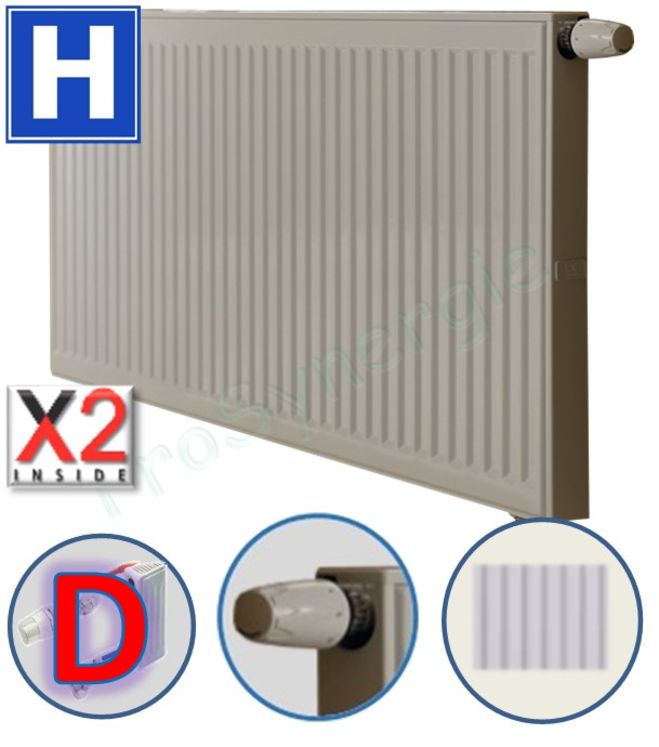 Radiateur Profilé Horizontale Hygiène à Vanne intégrée - Raccordement Droite