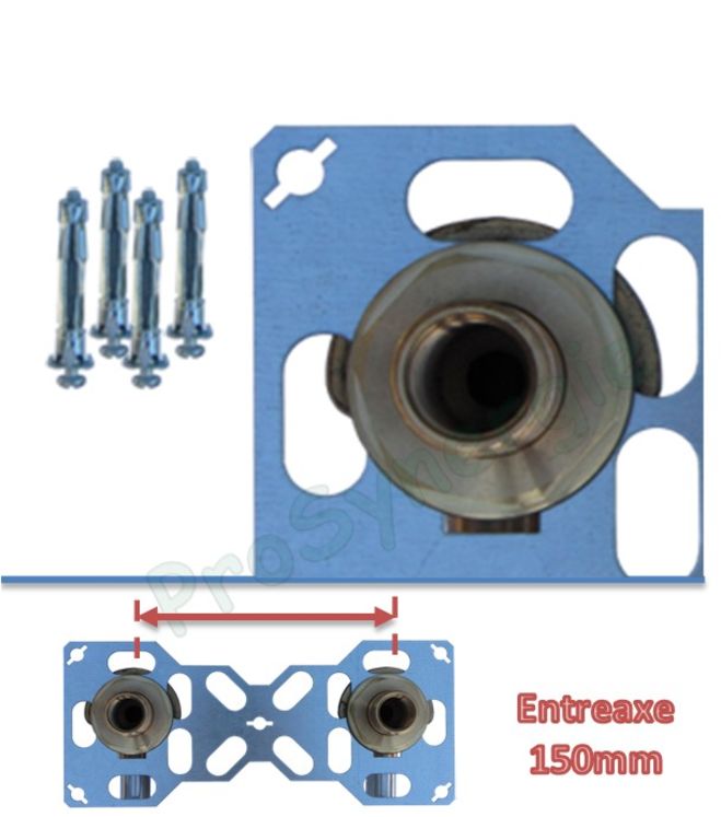 Platine de douche entraxe 150mm avec Fixation et raccords à visser Ø F 1/2´´ à sertir multicouches 16 mm