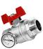 Robinet d´isolement tournant sphérique manette rouge + thermomètre (0°C-80°C) pour collecteur Ø 1´´