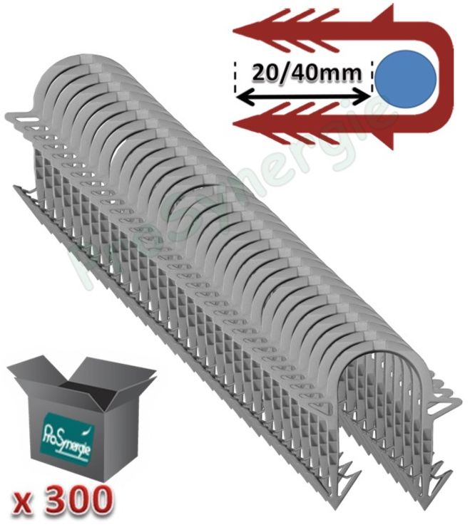 Jeu de 300 crochets (agrafe) hauteur 40 ou 60mm pour fixation sur plaque isolante de tubes Ø14, 16, 17 et 20mm