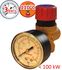 Soupape laiton NF 3 bars 110°C sûreté chauffage (P < 100 KW) avec mano - F Ø 1/2''