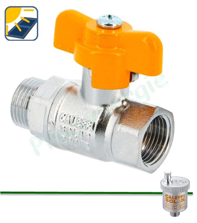 Vanne à sphère laiton haute température pour purgeur automatique solaire Ø 3/8´´ MF