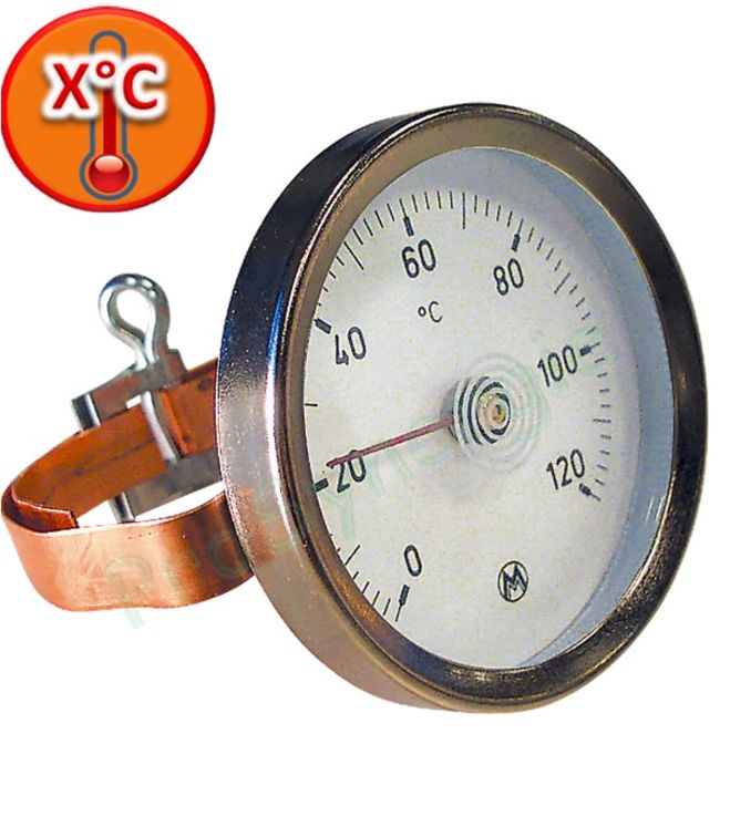 Thermomètres à Cadran Applique à Bracelet - Cadran Ø 63mm - Pour tube jusqu´à 1.1/2´´ - 0 à 1230 °C