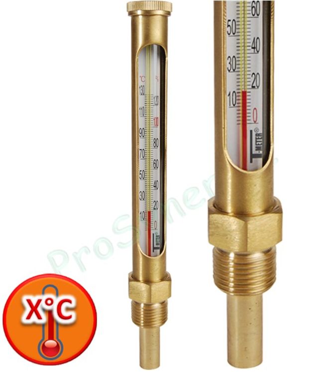 Thermomètre Vertical Rond à corps laiton Plongeur droit