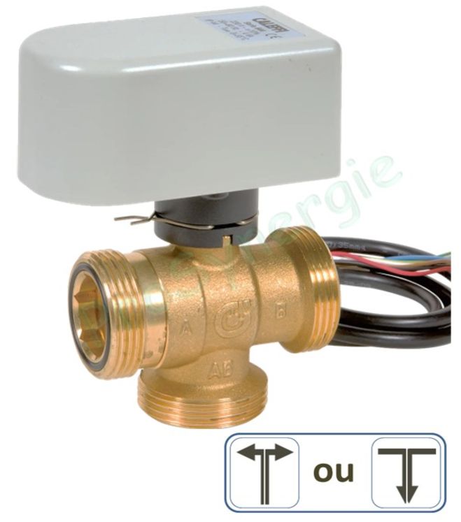 Vanne directionnelle à sphère 3 voies - 230V - Moteur 3 points - M Ø 1.1/4´´