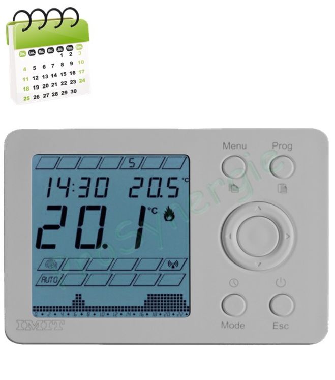 Thermostat programmable filaire pour  installation de chauffage et rafraîchissement/climatisation - Alimentation par pile