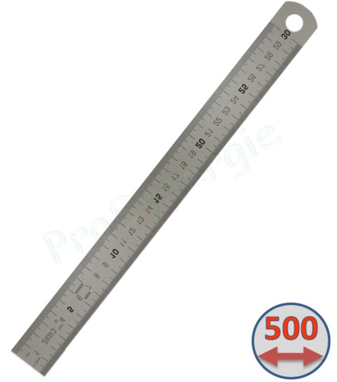 Reglet semi rigide Longueur 500 mm x l,30 x ép,0,8mm - graduation profonde recto/verso