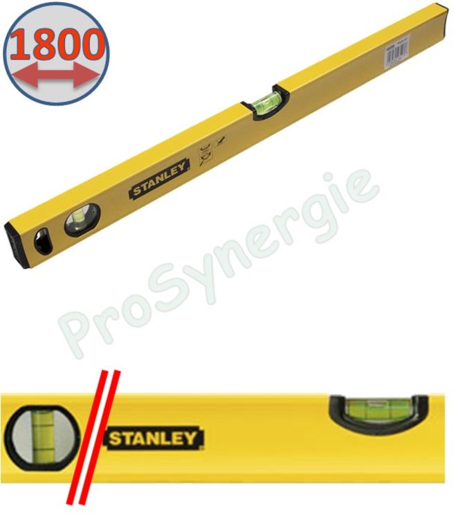 Niveau tubulaire Classic Stanley - 3 fioles - Longueur 180 cm