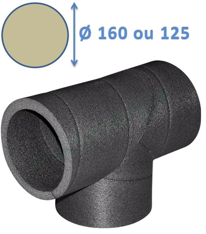 Calogaine - Té 90° pour conduit de ventilation rigide isolé en mousse PE Øint. 125 mm (ext. 160)