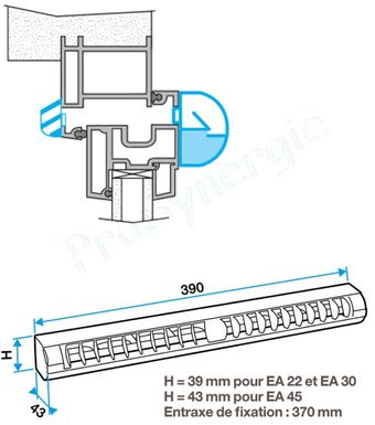 Entrée d´air autoréglable EA -  22m³/h - 38dB - Blanc + Auvent