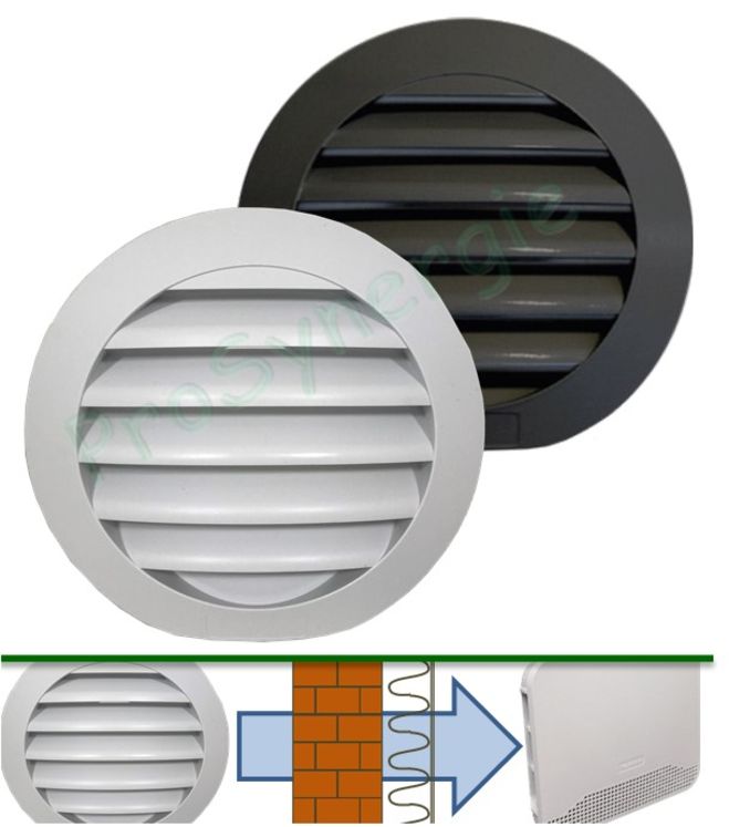 Grille Auvent extérieur pour entrée d´air murale EHT² - D100 Blanc