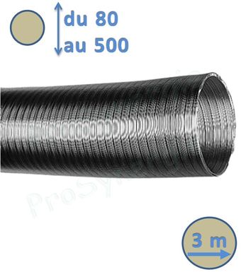 Gaine de 3m Semi-Rigide Aluminium M0 - Isolée ép 25 mm (Option Insonorisé)  - Chauffage - Ventilation et conduit d´air