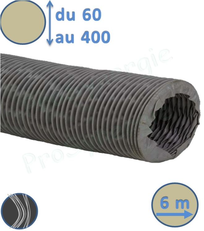 Gaine flexible PVC Fibrée 200 mm - Longueur 6 m