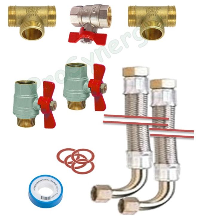 Kit de dérivation et de raccordement pour adoucisseurs (vannes et flexibles)