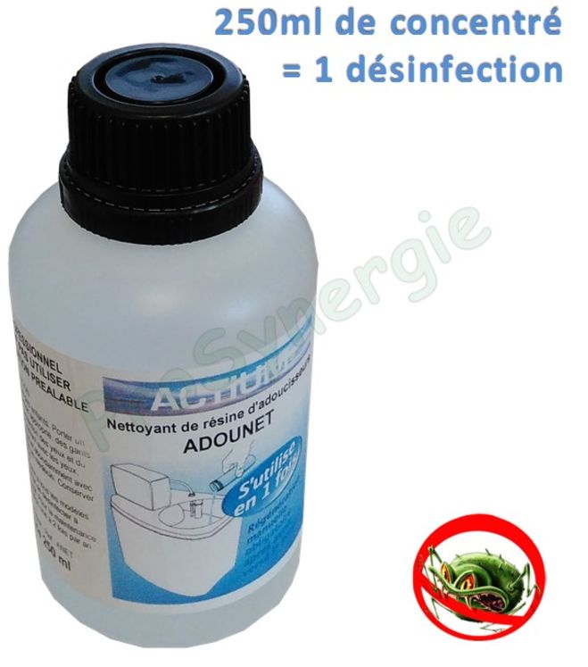 Bidon de 1,5 litres - Nettoyant et désinfectant pour résines d´adoucisseurs (type : SoftyClean)