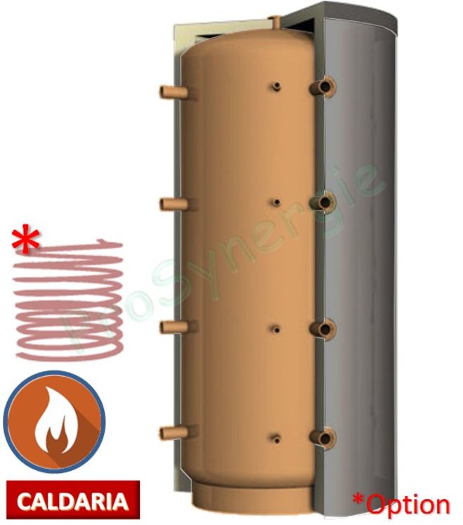 Ballon Tampon Isolé Stockage d´eau-chaude chauffage (option : 1 ou 2 échangeurs) - Marque Burnit