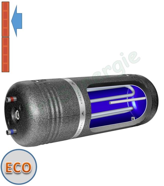 Ballon préparateur ECS horizontal de 100 litres Ø 480 x 1125 mm WW Termo Hit + échangeur tubulaire 0.3m²