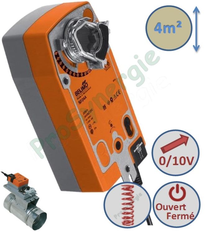 Servomoteurs pour clapet et registre SFA et NFA 230V et 24V (S2 =2 contacts axiliaires) - Tout ou Rien avec retour par ressort - 10 et 20Nm (section <4m² ou >Ø500)