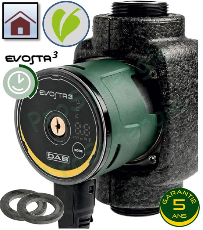 Circulateur chauffage domestique Evostat 3 électronique - Hauteur 180 ou 130mm - Débit jusqu´à 4.2m3/h