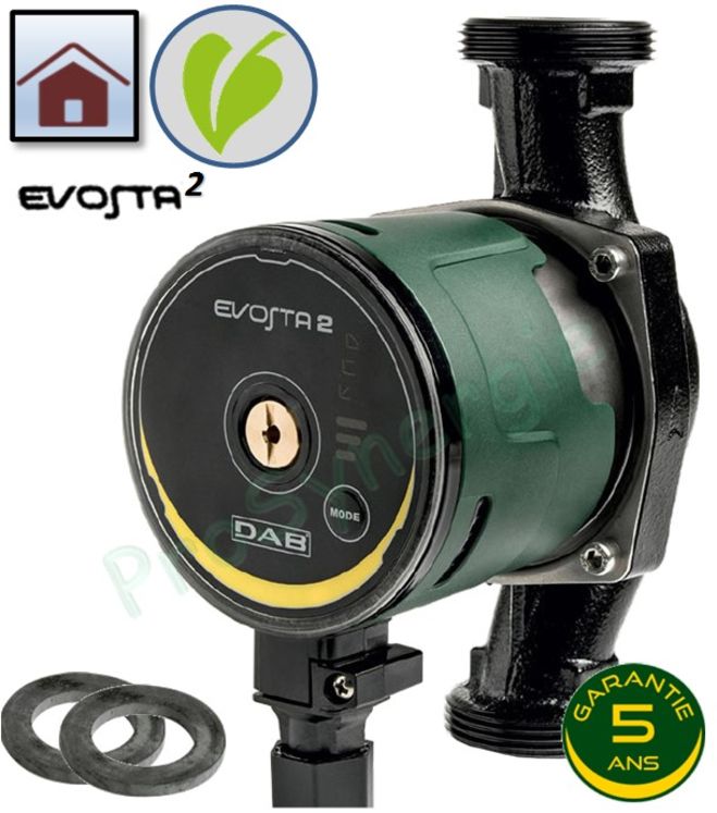 Circulateur chauffage domestique Evostat 2 électronique - Hauteur 130mm - Raccord Ø 1´´1/2 - Débit jusqu´à 3.5m3/h