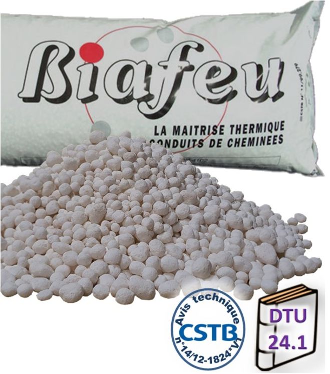 Biafeu (solution écologique) - Sac de 100 litres (15Kg) Isolant thermique pour tubage flexible dans un conduit maçonné