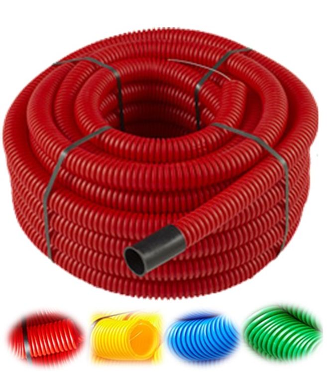 Couronne longueur 25m de Fourreau gaine TPC annelée Polyéthylène couleur rouge Øext. 63mm