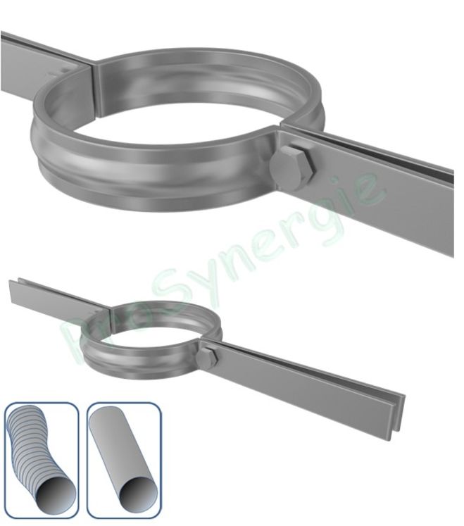 Collier Inox fixation et soutien haut de tubage flexible ou rigide Ø 80 à 400 mm