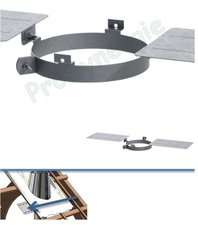 Support au Toit (charpente) Galva pour tuyau de fumée simple ou isolé Øext 125mm