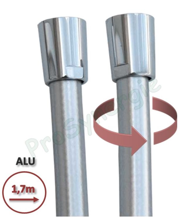 Flexible argenté Chromalux, 1,75m, anti-torsion . F 1/2´´ - 1/2´´ conique