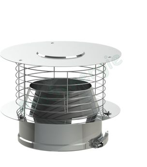 Chapeau Varinox (effet venturi) + grillage anti volatile Inox 316 pour tuyau Isolé Duoten - Øint/ext 130/180 mm
