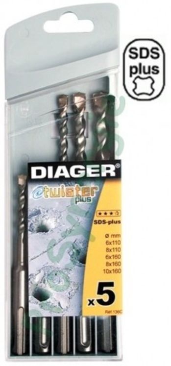 Coffret plastique 7 forets SDS+ Twister+ (Ø5-6-8mm Longueur 110 mm - Ø6-8-10-12mm Longueur 160 mm)