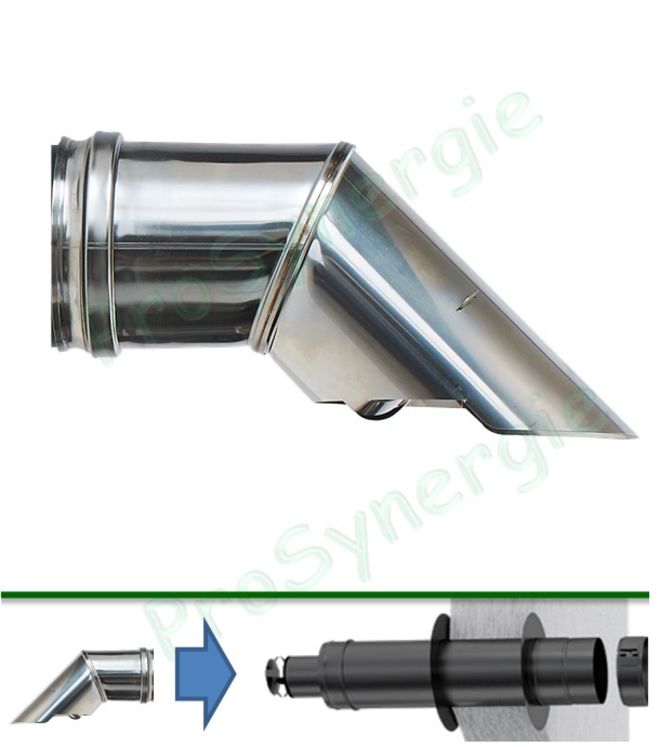 Nez coudé (anti refoulement) Inox 316 pour terminal horizontal de conduit de fumée Ø 100 mm