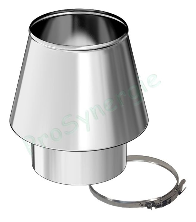 Cône de Finition Fumisterie (terminal haut) Rigidten Inox 316 Pro (option bride) - Ø 130 à 400 mm