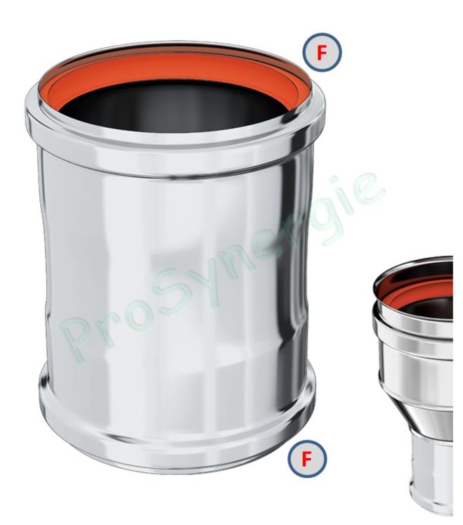 Manchon Fumisterie Rigidten Inox 316 Pro (4/10ème) ''condensation'' avec joint - Ø 150 réduit 130 mm (femelle)