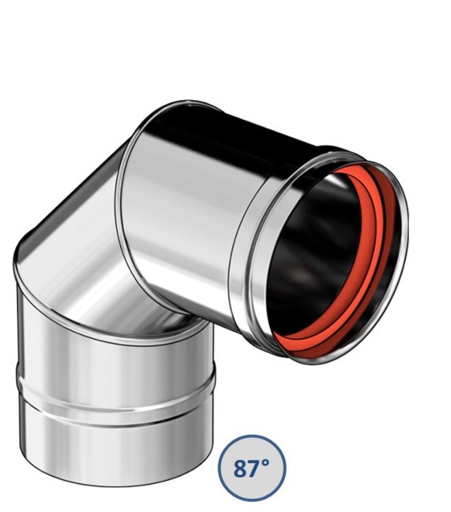 Coudes Fumisterie à 87° (3 secteurs) Rigidten Inox 316 Pro ''condensation'' avec joint - Ø 80 à 200 mm