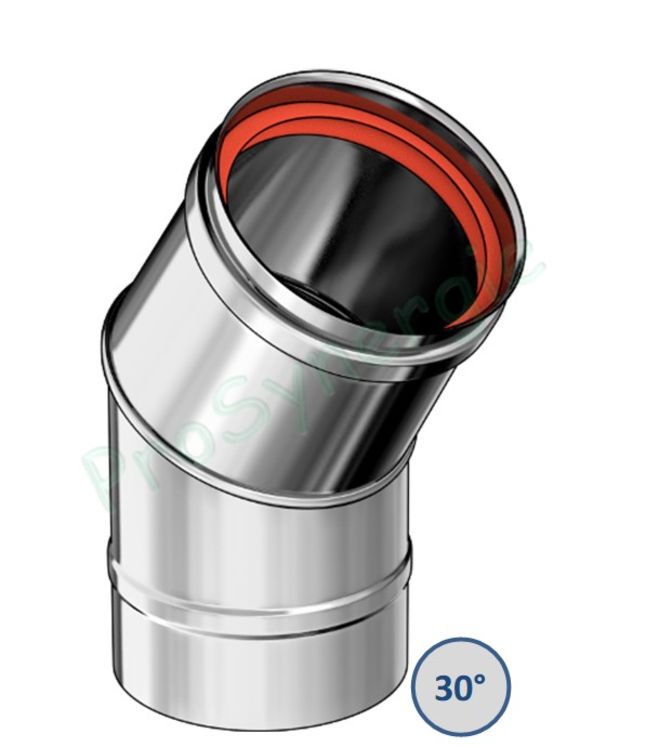 Coudes Fumisterie à 30° (2 secteurs) Rigidten Inox 316 Pro (4/10ème) ''condensation'' avec joint - Ø 100 mm