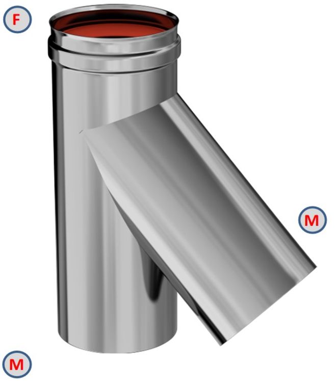 Té à 135° (piquage mâle) Rigidten Inox 316 Pro (4/10ème) ''condensation'' avec joint - Ø 150 mm
