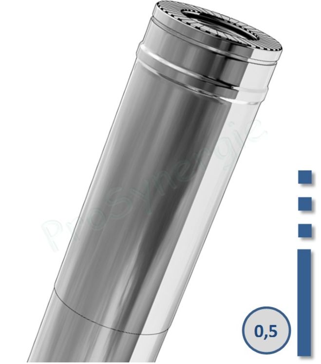 Tuyau Isolé Duoten Inox 316/304 - Réglable - Ø 80/130mm avec Bride (L utile = de 360mm à 530mm)