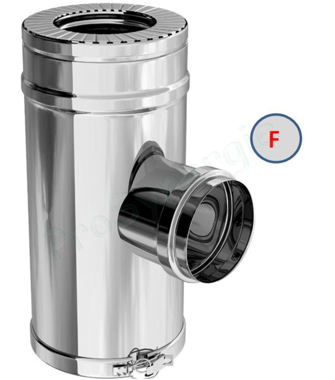 Té Equerre isolé Inox/Inox 90° - Ø  80/130 mm - avec Bride - Piquage 80 Femelle