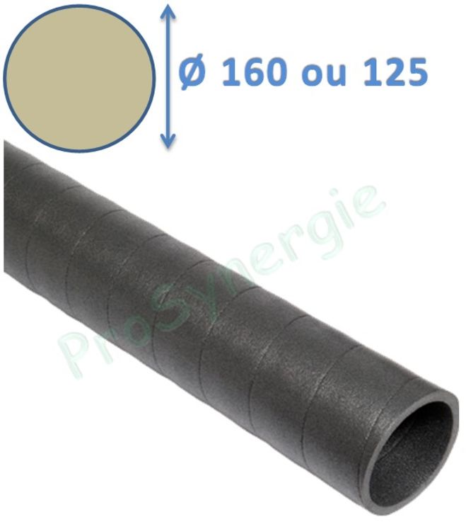 Calogaine - Conduit de ventilation rigide isolé en mousse PE longueur 2 mètres Øint. 125 ou 160 mm