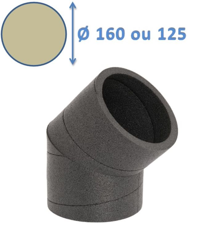 Calogaine - Coude 45° pour conduit de ventilation rigide isolé en mousse PE Øint. 125 mm (ext. 160)