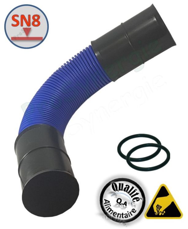 Coude souple 90° pour Puits Canadien ou Provençal Ø 200 mm avec 2 Joints d´étanchéité